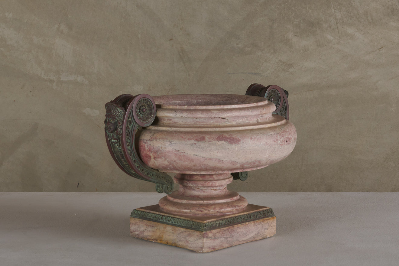 NEO CLASSICAL BRONZE AND MARBLE GARDEN URN